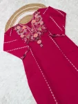 3FANCY CHANDERI SILK SEQUENCE CODING EMBROIDERY WORK TOP BOTTOM WITH DUPATTA FESTIVE WEAR WHOLESALE PRICE ETHNIC GARMENT (22)