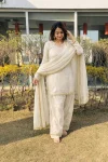 FANCY FENDY SATIN MIRROR AND MOTI WITH LACE BORDER WORK TOP PALAZZO WITH DUPATTA CREAM