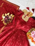 3FANCY HANDLOOK COTTON ZARI WEAVING BUTTI WORK GOWN WITH DUPATTA FESTIVE WEAR WHOLESALE PRICE ETHNIC GARMENT (12)