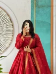 3FANCY HANDLOOK COTTON ZARI WEAVING BUTTI WORK GOWN WITH DUPATTA FESTIVE WEAR WHOLESALE PRICE ETHNIC GARMENT (12)