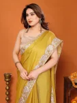 3MODERN CHIFFON EMBROIDERY WORK SAREE WITH UNSTITCHED BLOUSE WEDDING WEAR WHOLESALE PRICE ETHNIC GARMENT (1)
