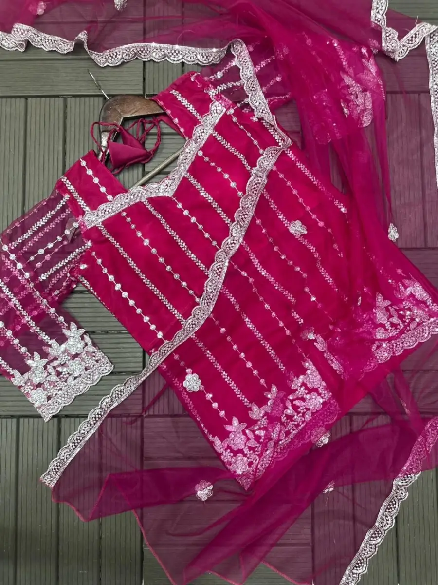 3MODERN RANGOLI SILK EMBROIDERY WORK LEHENGA KOTI WITH DUPATTA PARTY WEAR WHOLESALE PRICE ETHNIC GARMENT (15)