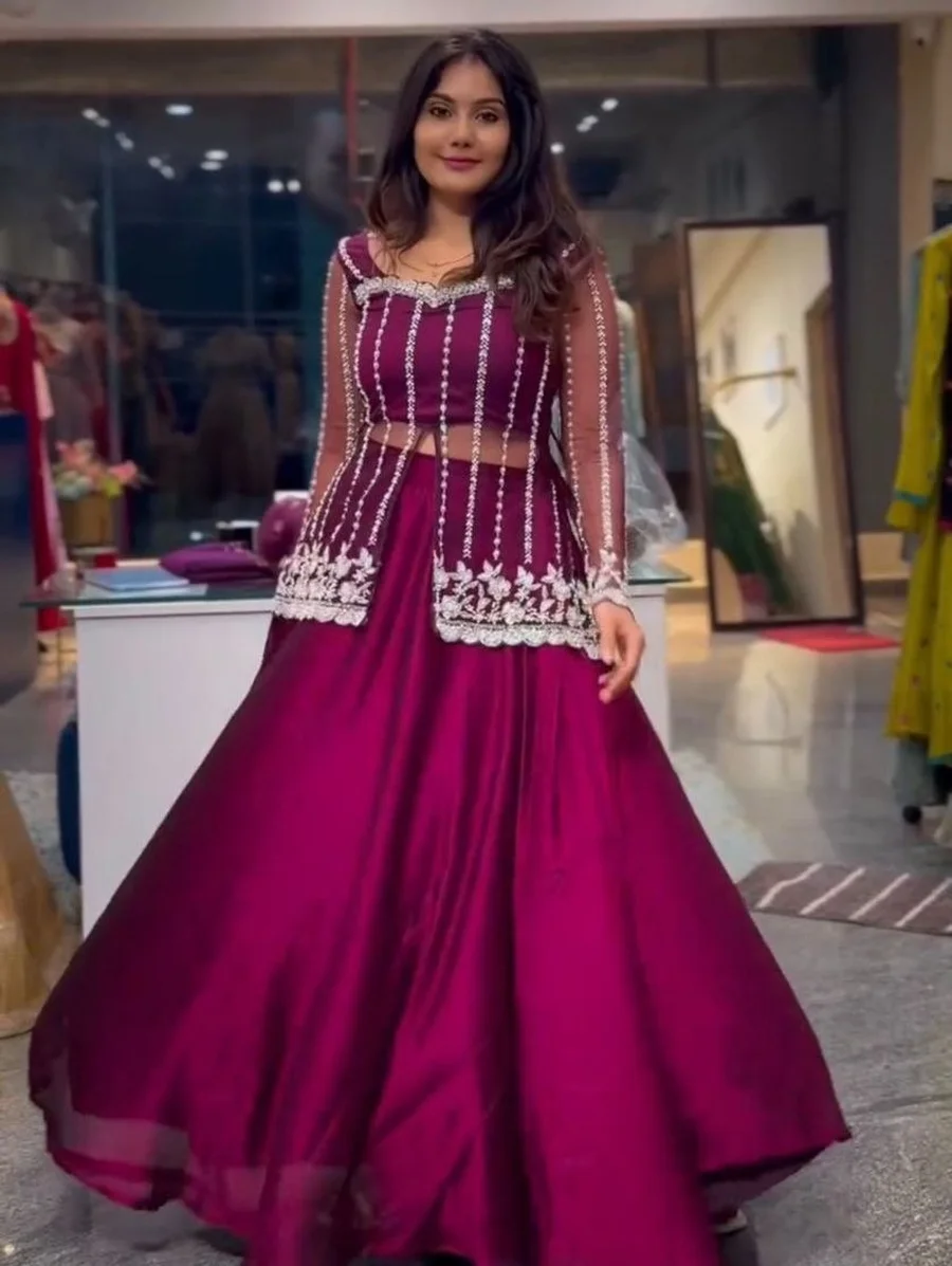 3MODERN RANGOLI SILK EMBROIDERY WORK LEHENGA KOTI WITH DUPATTA PARTY WEAR WHOLESALE PRICE ETHNIC GARMENT (19)