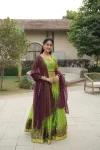 3MODERN SHIMMER WEAVING BORDER AND SILVER-GOLDEN ZARI DETAILING AND BORDER WORK LEHENGA CHOLI WITH DUPATTA FESTIVE WEAR WHOLESALE PRICE ETHNIC GARMENT (28)