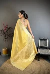 3NEW ARRIVAL BANARASI TISSUE SILK WEAVING ZARI WORK SAREE WITH UNSTITCHED BLOUSE FESTIVE WEAR WHOLESALE PRICE ETHNIC GARMENT (29)