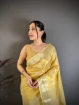3NEW ARRIVAL BANARASI TISSUE SILK WEAVING ZARI WORK SAREE WITH UNSTITCHED BLOUSE FESTIVE WEAR WHOLESALE PRICE ETHNIC GARMENT (29)