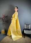 3NEW ARRIVAL BANARASI TISSUE SILK WEAVING ZARI WORK SAREE WITH UNSTITCHED BLOUSE FESTIVE WEAR WHOLESALE PRICE ETHNIC GARMENT (29)