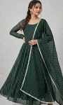 NEW ARRIVAL GEORGETTE PRINT WORK GOWN WITH DUPATTA GREEN