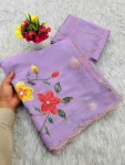 3NEW ARRIVAL GMY SILK FLORAL PRINT WITH BEADS AND CUTDANA HANDWORK BORDER WITH REAL MIRROR WORK SAREE WITH UNSTITCHED BLOUSE PARTY WEAR WHOLESALE PRICE ETHNIC GARMENT (9)