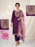 3NEW ARRIVAL SLUB COTTON CUT PASTE EMBROIDERY WORK TOP BOTTOM WITH DUPATTA FESTIVE WEAR WHOLESALE PRICE ETHNIC GARMENT (31)