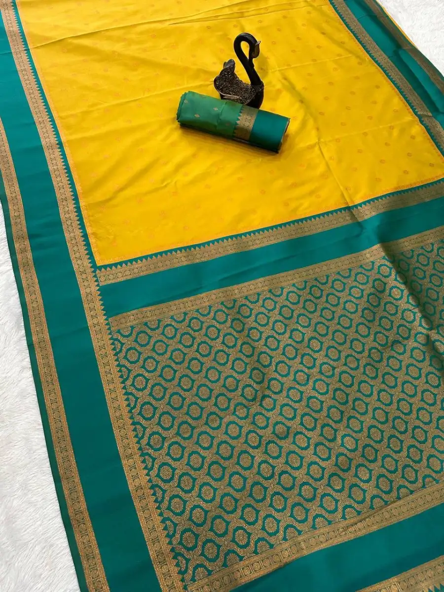3NEW ARRIVAL TWO TONE SILK ZARI MOTIFS WITH WOVEN CONTRAST ZARI PALLU AND BORDER WORK SAREE WITH UNSTITCHED BLOUSE FESTIVE WEAR WHOLESALE PRICE ETHNIC GARMMENT (36)
