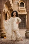 RICH LOOK GEORGETTE EMBROIDERY, 5 MM SEQUENCE & CODING & MOTI WORK TOP PALAZZO WITH DUPATTA OFF WHITE