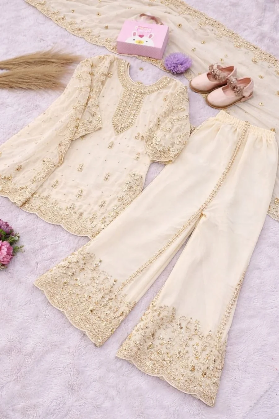 3RICH LOOK GEORGETTE EMBROIDERY, 5 MM SEQUENCE & CODING & MOTI WORK TOP PALAZZO WITH DUPATTA FESTIVE WEAR WHOLESALE PRICE ETHNIC GARMENT (9)