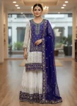 3RICH LOOK GEORGETTE SEQUENCE & ZARI EMBROIDERY WITH PEARL MOTI WORK TOP SHARARA WITH DUPATTA FESTIVE WEAR WHOLESALE PRICE ETHNIC GARMENT (25)