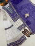 3RICH LOOK GEORGETTE SEQUENCE & ZARI EMBROIDERY WITH PEARL MOTI WORK TOP SHARARA WITH DUPATTA FESTIVE WEAR WHOLESALE PRICE ETHNIC GARMENT (25)