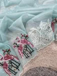3RICH LOOK ORGANZA MULTI THREAD EMBROIDERY WORK WITH CUTWORK PATCH AND BORDER WORK SAREE WITH UNSTITCHED BLOUSE WEDDING WEAR WHOLESALE PRICE ETHNIC GARMENT (26)