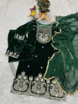 3RICH LOOK VELVET BEADS, PIPE & 3 MM SEQUENCE WORK TOP BOTTOM WITH DUPATTA FESTIVE WEAR WHOLESALE PRICE ETHNIC GARMENT (20)