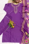 3TRENDING SLUB COTTON CUT PASTE EMBROIDERY WORK TOP BOTTOM WITH DUPATTA OFFICE WEAR WHOLESALE PRICE ETHNIC GARMENT (13)