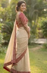 4DESIGNER CRUSH SILK HAND WORK FANCY LACE BORDER WORK SAREE WITH STITCHED BLOUSE FESTIVE WEAR WHOLESALE PRICE ETHNIC GARMENT (28)
