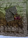 4DESIGNER FENDY CHIFFON SEQUENCE EMBROIDERY WORK SAREE WITH UNSTITCHED BLOUSE WEDDING WEAR WHOLESALE PRICE ETHNIC GARMENT (18)