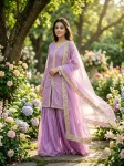 4DESIGNER FENDY SILK EMBROIDERY SEQUENCE & CODING DORI WITH RIVET MOTI WORK TOP PALAZZO WITH DUPATTA FESTIVE WEAR WHOLESALE PRICE ETHNIC GARMENT (16)