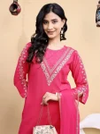 4FANCY BLEND COTTON EMBROIDERY WORK TOP BOTTOM WITH DUPATTA FESTIVE WEAR WHOLESALE PRICE ETHNIC GARMENT (16)