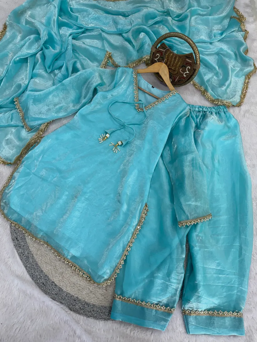 4FANCY FENDY SATIN MIRROR AND MOTI WITH LACE BORDER WORK TOP PALAZZO WITH DUPATTA FESTIVE WEAR WHOLESALE PRICE ETHNIC GARMENT (11)