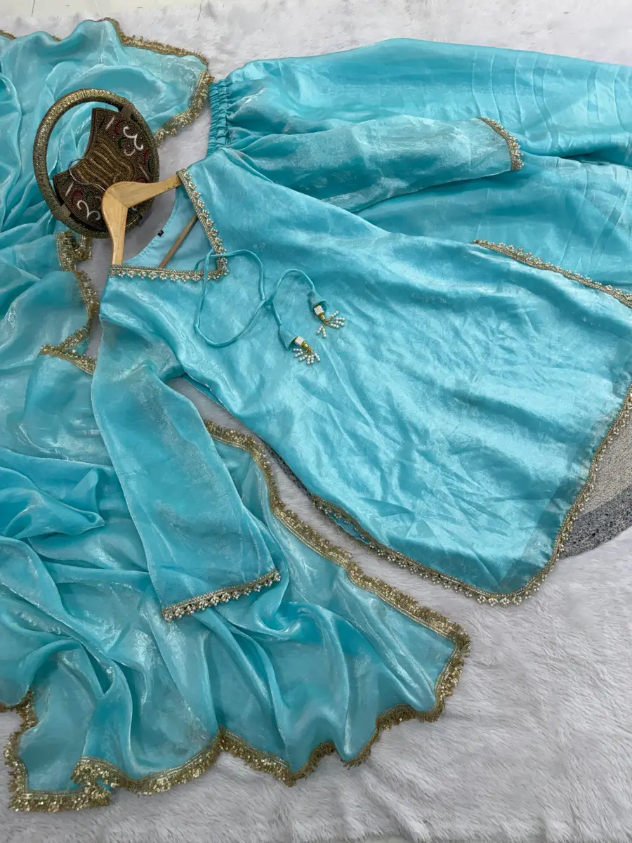 4FANCY FENDY SATIN MIRROR AND MOTI WITH LACE BORDER WORK TOP PALAZZO WITH DUPATTA FESTIVE WEAR WHOLESALE PRICE ETHNIC GARMENT (12)