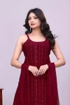 4FANCY GEORGETTE SEQUENCE EMBROIDERY WORK TOP PALAZZO WITH DUPATTA FESTIVE WEAR WHOLESALE PRICE ETHNIC GARMENT (32)
