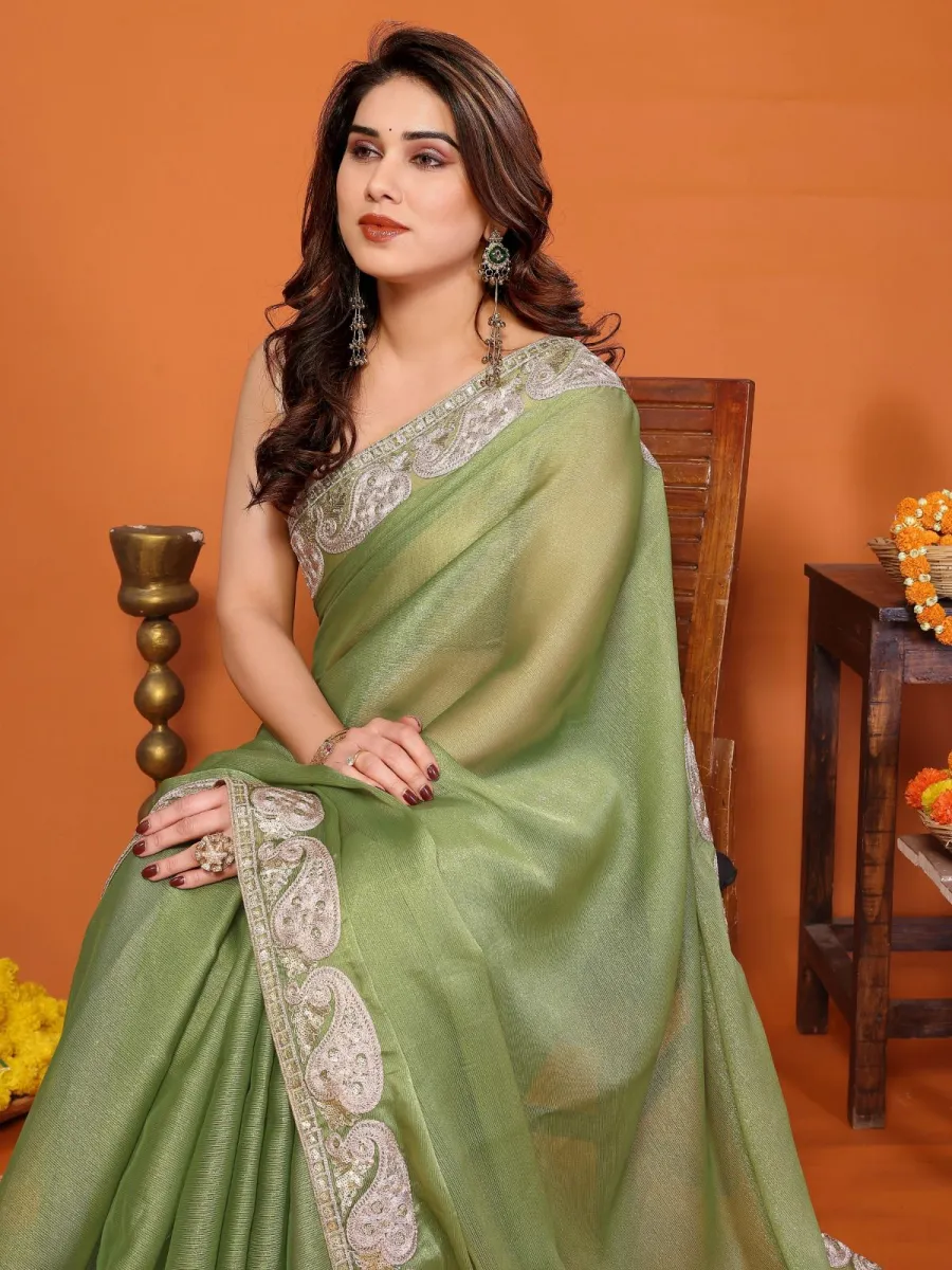 4MODERN CHIFFON EMBROIDERY WORK SAREE WITH UNSTITCHED BLOUSE WEDDING WEAR WHOLESALE PRICE ETHNIC GARMENT (8)