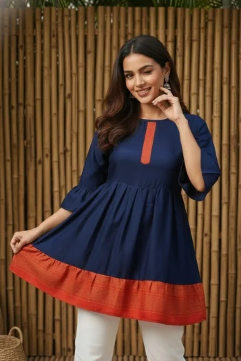 MODERN DELTA SILK SOLID PLAIN TOP BLUE