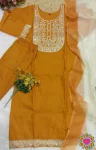 4NEW ARRIVAL SLUB COTTON CUT PASTE EMBROIDERY WORK TOP BOTTOM WITH DUPATTA FESTIVE WEAR WHOLESALE PRICE ETHNIC GARMENT (40)