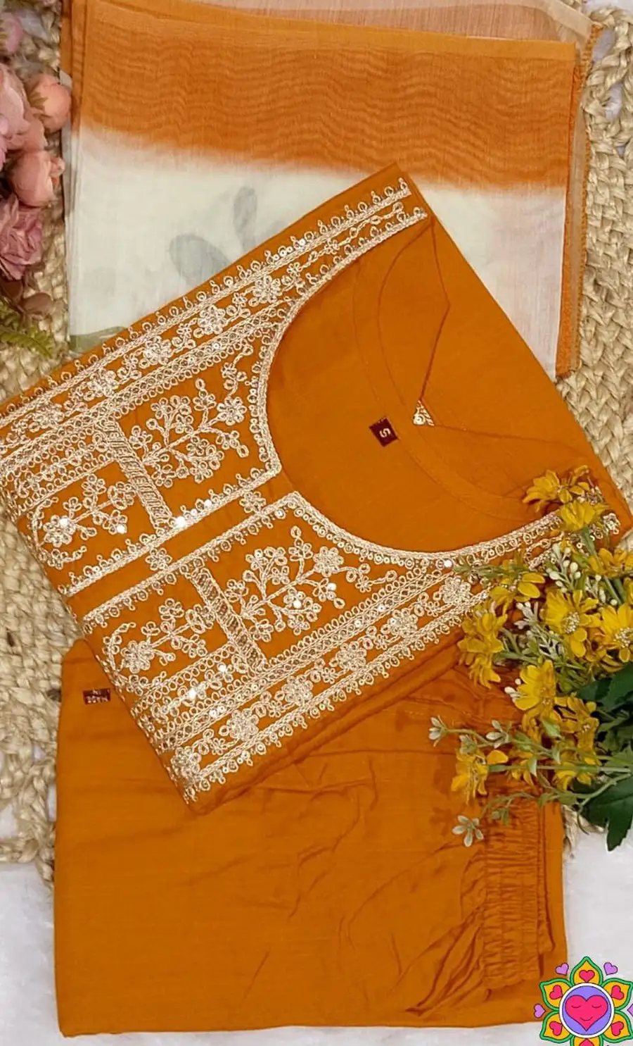 4NEW ARRIVAL SLUB COTTON CUT PASTE EMBROIDERY WORK TOP BOTTOM WITH DUPATTA FESTIVE WEAR WHOLESALE PRICE ETHNIC GARMENT (42)