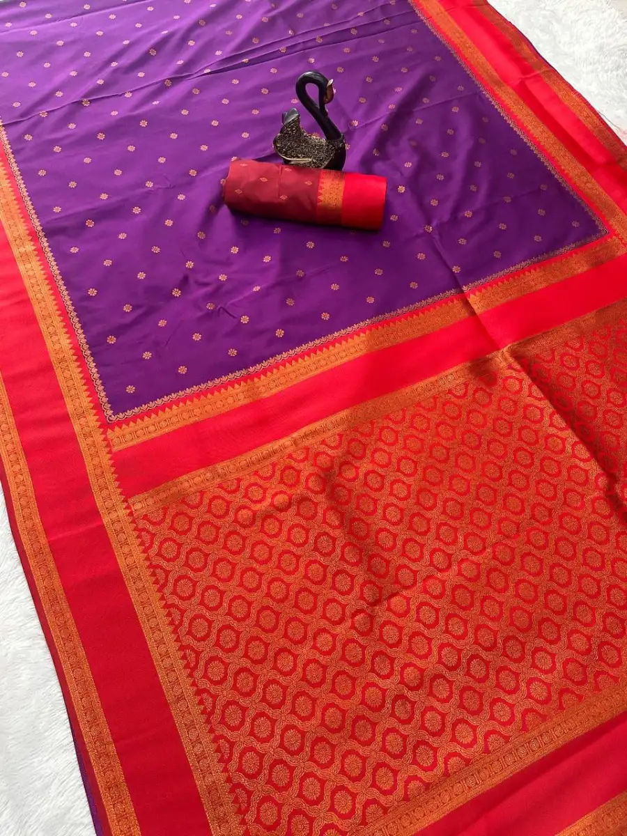 4NEW ARRIVAL TWO TONE SILK ZARI MOTIFS WITH WOVEN CONTRAST ZARI PALLU AND BORDER WORK SAREE WITH UNSTITCHED BLOUSE FESTIVE WEAR WHOLESALE PRICE ETHNIC GARMMENT (39)