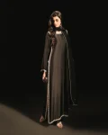 RICH LOOK NATURAL CREPE BEADS LACE BORDER WORK TOP PALAZZO WITH DUPATTA BLACK