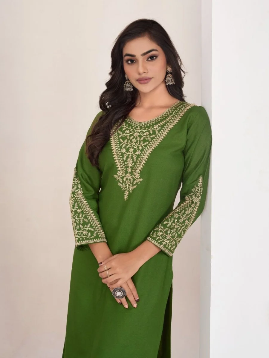 4RICH LOOK RAYON EMBROIDERY WORK KURTI PALAZZO SET FESTIVE WEAR WHOLESALE PRICE ETHNIC GARMENT (7)