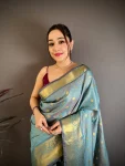 4TRENDING BANARASI TISSUE BUTTI WORK WITH HEAVY BORDER SAREE WITH UNSTITCHED BLOUSE FESTIVE WEAR WHOLESALE PRICE ETHNIC GARMENT (39)