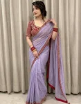 5DESIGNER CRUSH SILK HAND WORK FANCY LACE BORDER WORK SAREE WITH STITCHED BLOUSE FESTIVE WEAR WHOLESALE PRICE ETHNIC GARMENT (22)