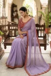 5DESIGNER CRUSH SILK HAND WORK FANCY LACE BORDER WORK SAREE WITH STITCHED BLOUSE FESTIVE WEAR WHOLESALE PRICE ETHNIC GARMENT (22)