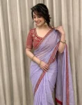 5DESIGNER CRUSH SILK HAND WORK FANCY LACE BORDER WORK SAREE WITH STITCHED BLOUSE FESTIVE WEAR WHOLESALE PRICE ETHNIC GARMENT (22)