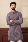 5DESIGNER KHADI SILK SEQUENCE EMBROIDERY CHIKANKARI WORK MEN’S ONLY KURTA FESTIVE WEAR WHOLESALE PRICE ETHNIC GARMENT (23)