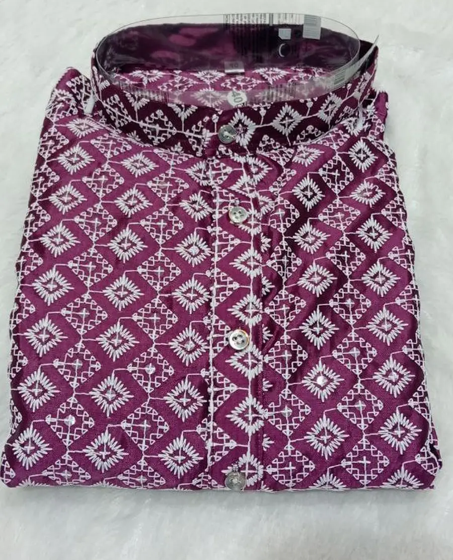 5DESIGNER KHADI SILK SEQUENCE EMBROIDERY CHIKANKARI WORK MEN'S ONLY KURTA FESTIVE WEAR WHOLESALE PRICE ETHNIC GARMENT (24)