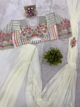 5FANCY GEORGETTE EMBROIDERY BUTTA WORK READY TO WEAR SAREE WITH STITCHED BLOUSE PARTY WEAR WHOLESALE PRICE ETHNIC GARMENT (14)