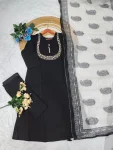 5FANCY ROMAN SILK EMBROIDERY WORK TOP BOTTOM WITH DUPATTA FESTIVE WEAR WHOLESALE PRICE ETHNIC GARMENT (34)