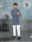 5MODERN RAYON CHIKAN WORK MEN’S KURTA PAYJAMA FESTIVE WEAR WHOLESALE PRICE ETHNIC GARMENT (12)