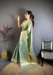 5NEW ARRIVAL BANARASI TISSUE SILK WEAVING ZARI WORK SAREE WITH UNSTITCHED BLOUSE FESTIVE WEAR WHOLESALE PRICE ETHNIC GARMENT (28)