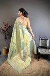 5NEW ARRIVAL BANARASI TISSUE SILK WEAVING ZARI WORK SAREE WITH UNSTITCHED BLOUSE FESTIVE WEAR WHOLESALE PRICE ETHNIC GARMENT (28)