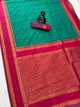 5NEW ARRIVAL TWO TONE SILK ZARI MOTIFS WITH WOVEN CONTRAST ZARI PALLU AND BORDER WORK SAREE WITH UNSTITCHED BLOUSE FESTIVE WEAR WHOLESALE PRICE ETHNIC GARMMENT (65)