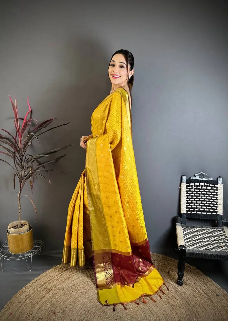 6TRENDING BANARASI TISSUE BUTTI WORK WITH HEAVY BORDER SAREE WITH UNSTITCHED BLOUSE FESTIVE WEAR WHOLESALE PRICE ETHNIC GARMENT (25)