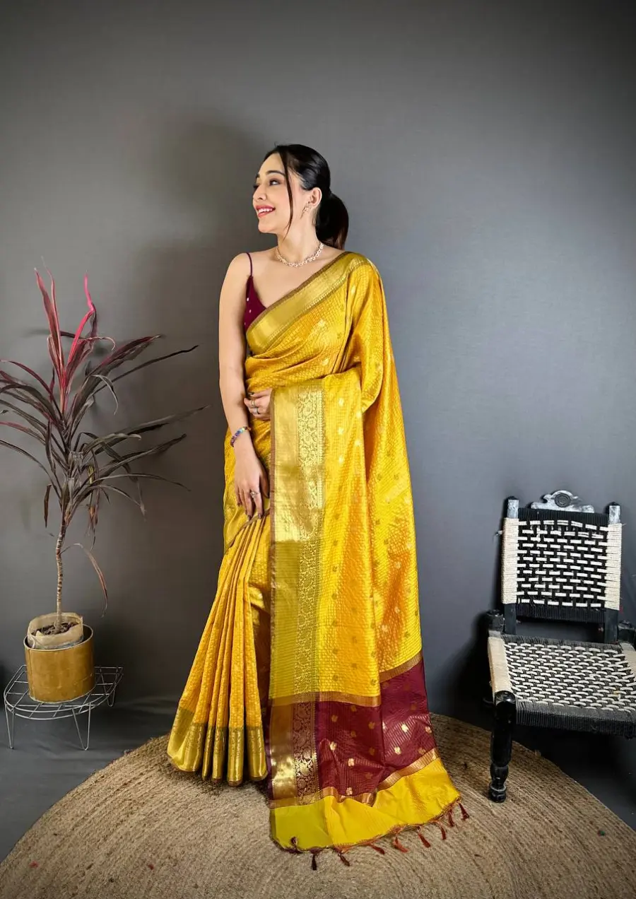 6TRENDING BANARASI TISSUE BUTTI WORK WITH HEAVY BORDER SAREE WITH UNSTITCHED BLOUSE FESTIVE WEAR WHOLESALE PRICE ETHNIC GARMENT (28)